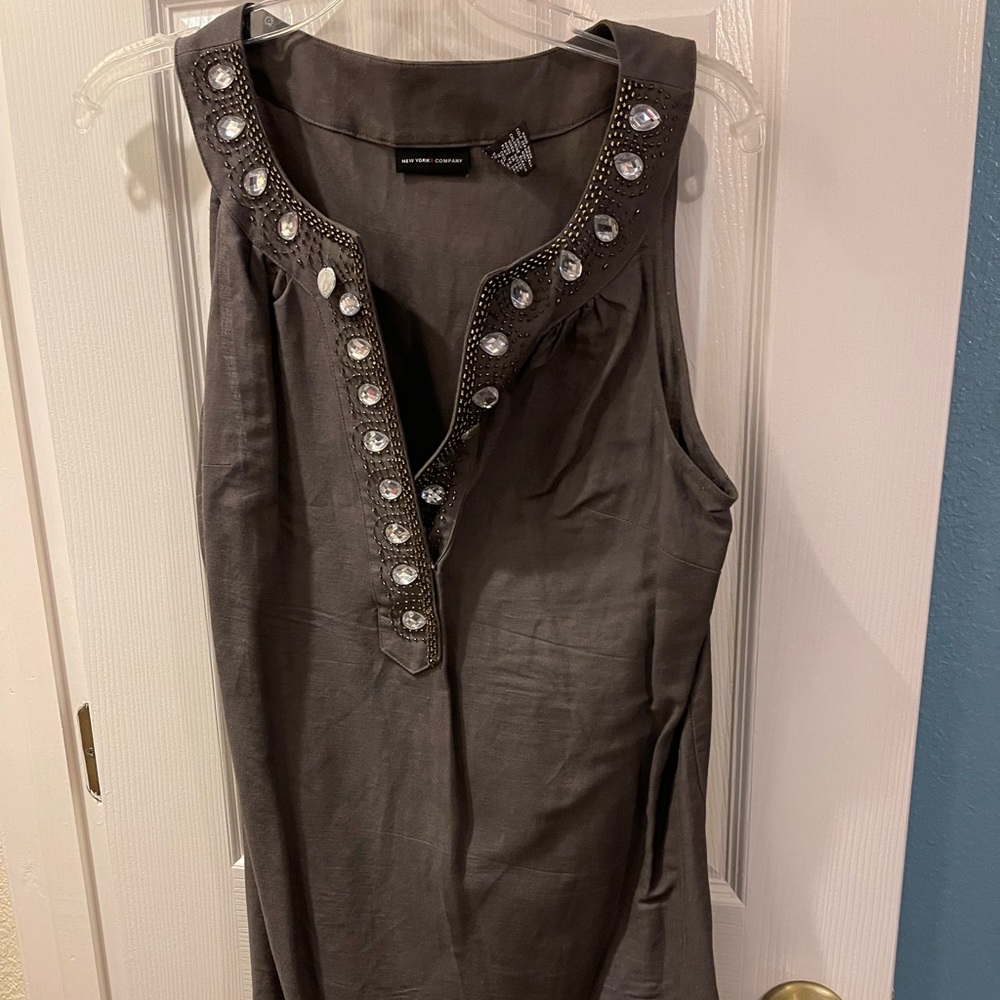 New York & Company Dress: Mini Color: Gray Size: Medium